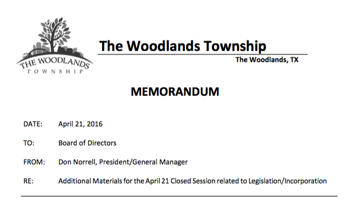 the woodlands township incorporation
